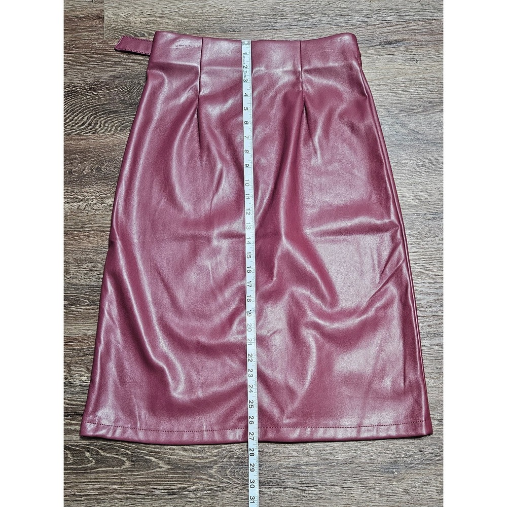 Marc New York Women Burgandy Faux Leather Midi Skirt Size XS - Picture 8 of 11